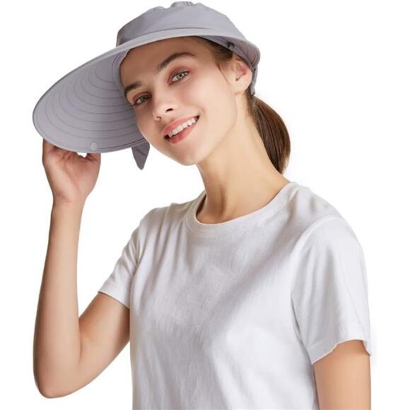 Women Sun Cap Finshing Hats UPF+50 Detachable Face Mask Neck Flap Visor main image 5